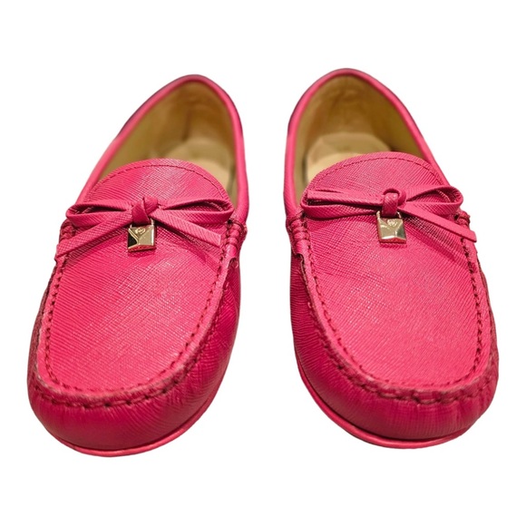 Michael Kors Juliette Pink Leather Driver Moccasins Comfort Shorts - Picture 3 of 7